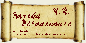 Marika Miladinović vizit kartica